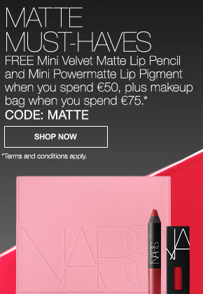 FREE Mini Velvet Matte Lip Pencil and Mini Powermatte Lip Pigment when you spend £50, plus makeup bag when you spend £75.* CODE: MATTE