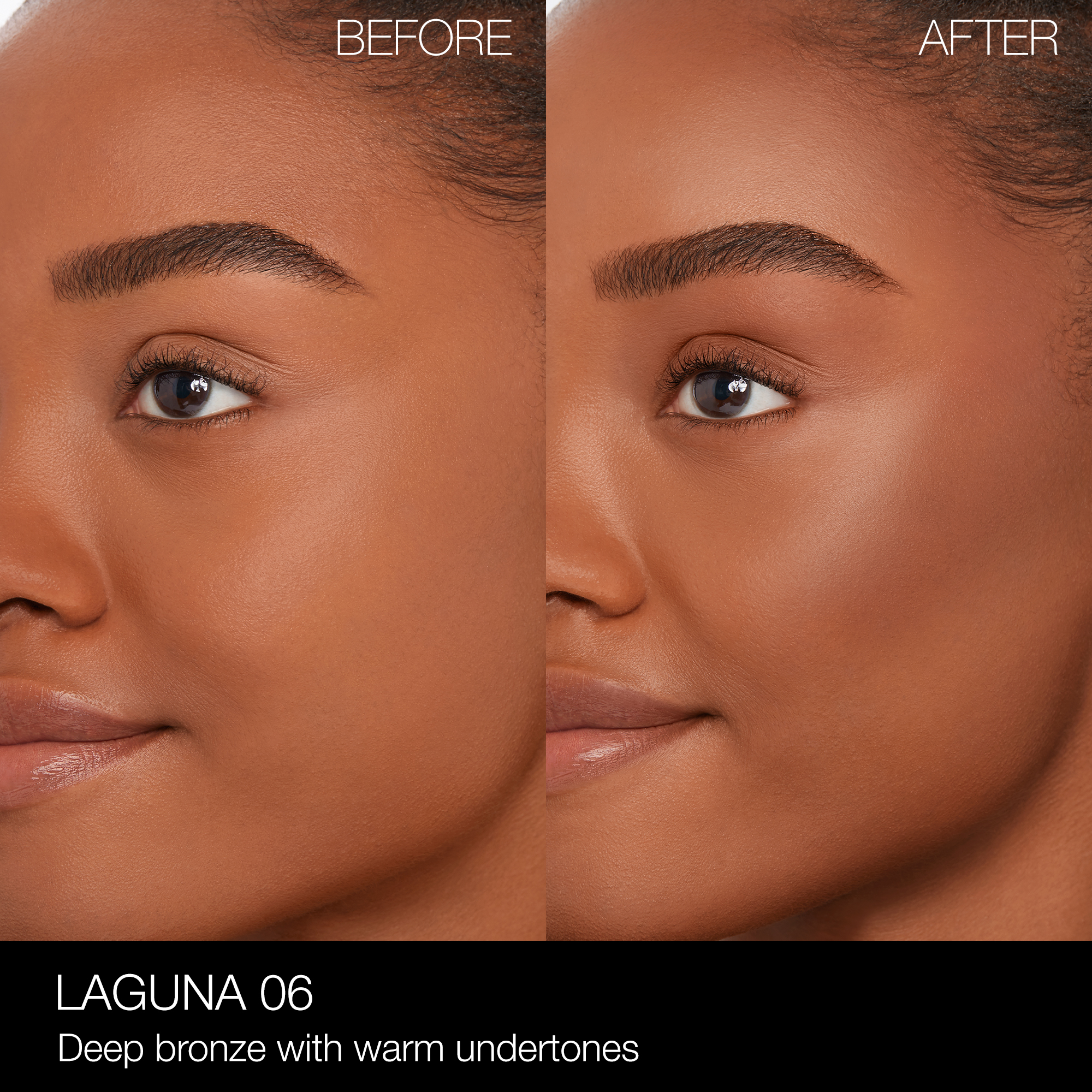 BeforeAfter_LagunaBronzingPowder_Laguna06, Nars Cheek NARS_SP23_LagunaCollection_PDPCrop_OnModel_BeforeAfter_LagunaBronzingPowder_Laguna06, Nars Cheek